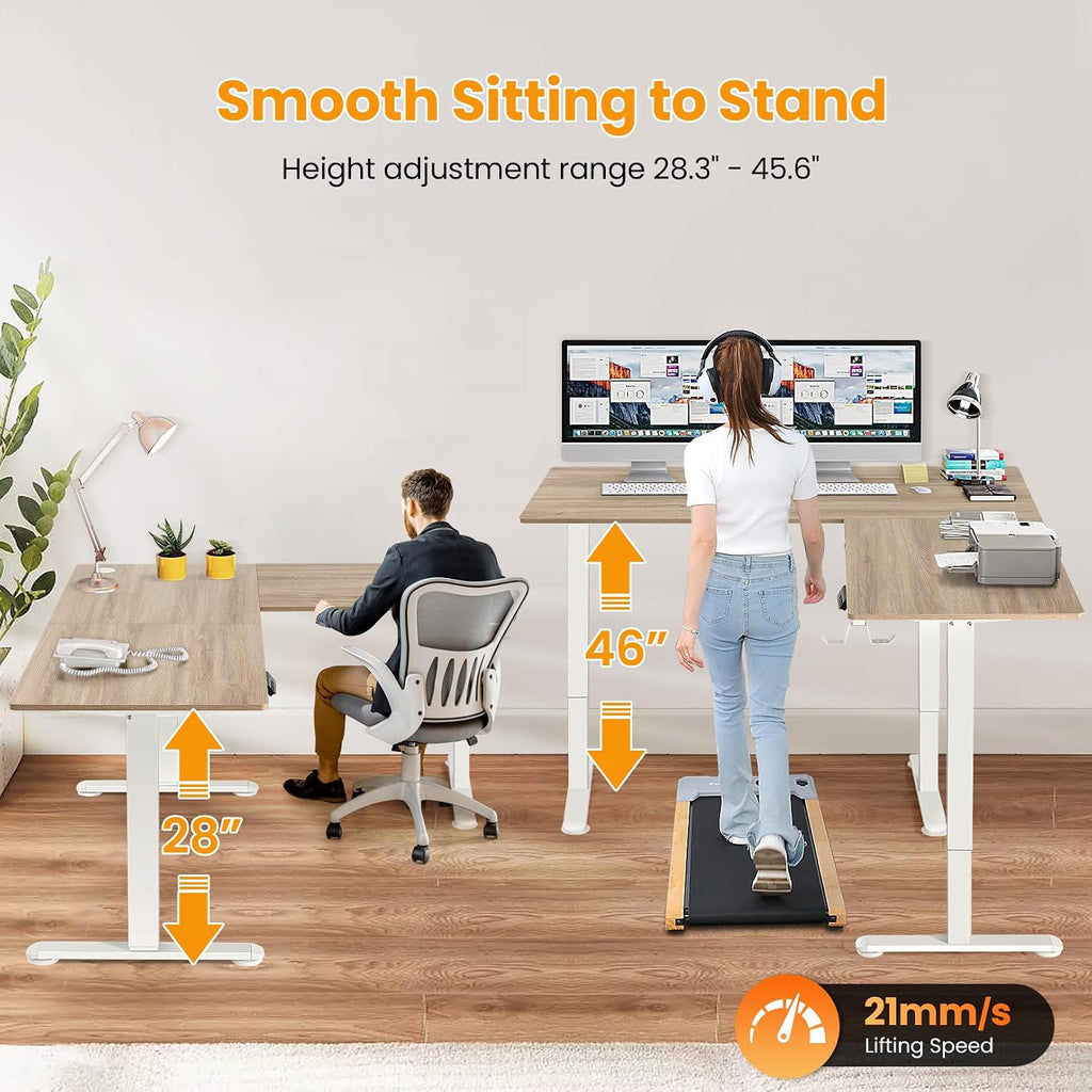 63x55 Inch L Shaped Standing Desk, Electric Adjustable Height Stand Up Desk, Corner sit Stand Desk with 39x18 in