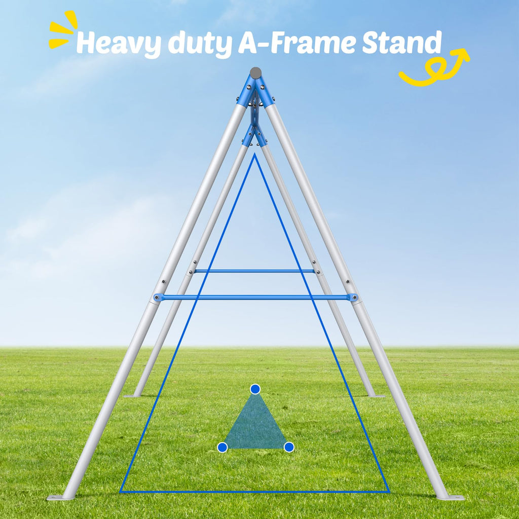Swing Sets for Backyard, 440lbs A-Frame with Saucer & Toddler Swing