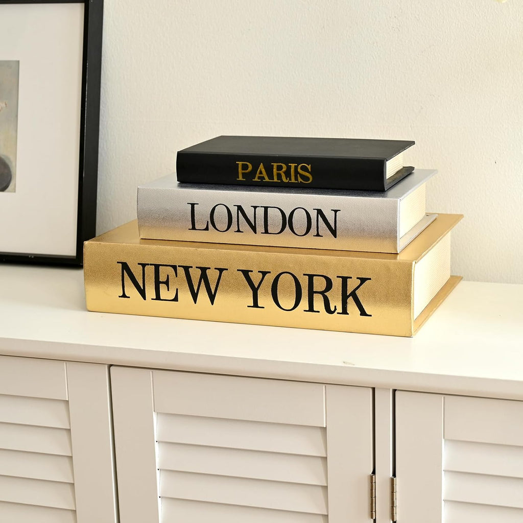 Decorative Book Storage Boxes - Hidden Compartment Faux Books - Set of 3
