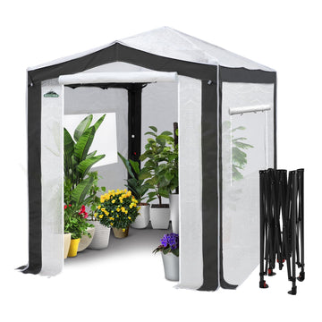 8x6 Walk in Pop Up Greenhouse, Gray/White
