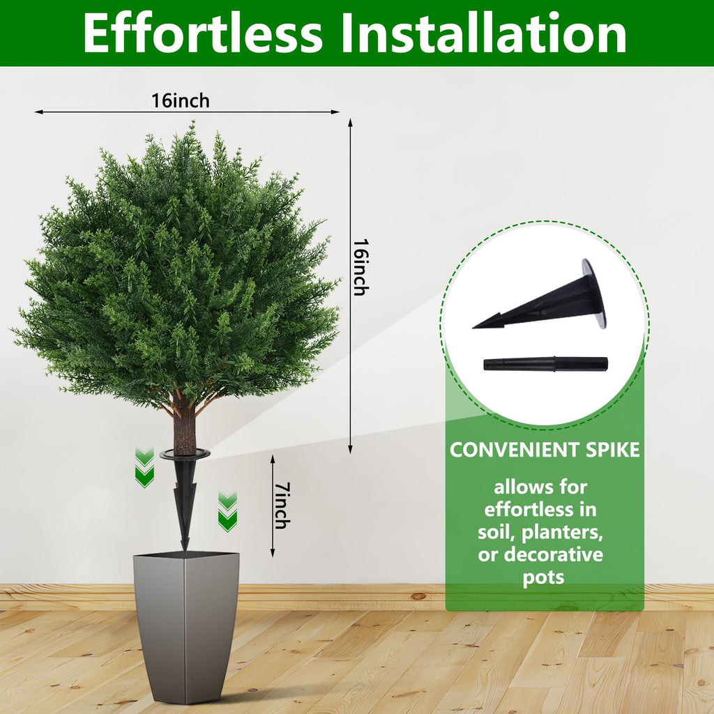 23" Set of 2 Artificial Cypress Topiary Bushes with Ground Spike
