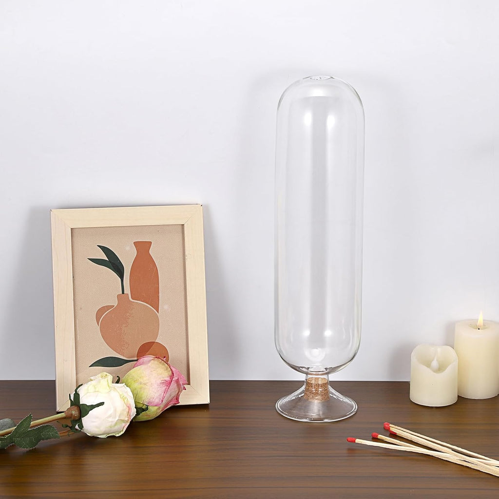 11Inch Glass Match Cloche Decorative Glass Match Holder Jar with Cork