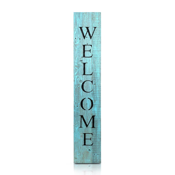 Wooden Welcome Sign for Front Door, 5-Foot, Robins Egg Blue