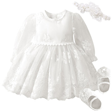 Baptism Dresses for Baby Girls,Flower White Baby Dresses