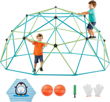Climbing Dome, 10FT Geometric Dome Climber for Kids, 1000LBS Loading Jungle Gym Playground with Octopus Net & 2