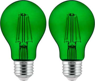 LED Colored Filament A19 Light Bulb, 4.5 Watts, Medium E26 Base, 120 Volts, Transparent Green, Dimmable, 320 Degree