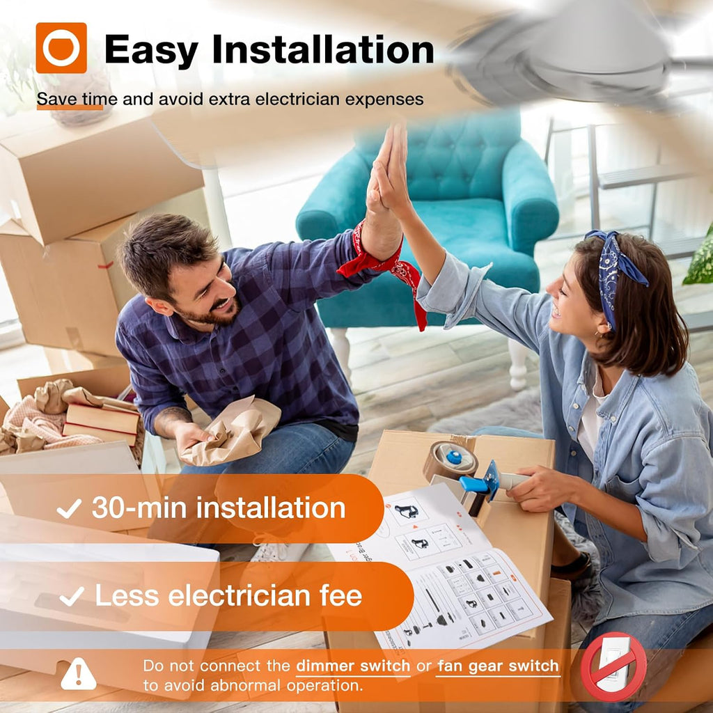 Ceiling Fans with Lights, 52 inch Low Profile Ceiling Fan with Light and Remote Control, Flush Mount, Reversible, 3CCT, Dimmable, Noiseless, White Ceiling Fan for Bedroom, Indoor/Outdoor Use A103-B0CLNNMX79