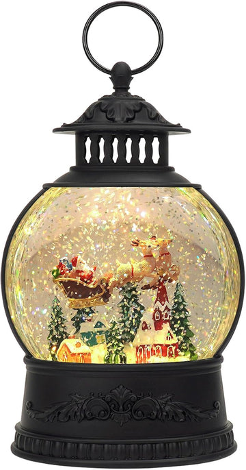 Christmas Snow Globe Water Lantern with Timer and Music, USB and Battery Operated Lighted Led Globe, Santa Snowglobe
