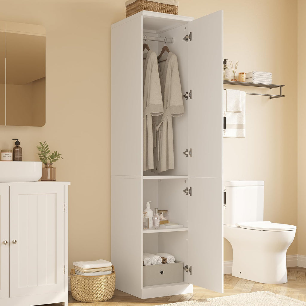 Armoire Wardrobe Closet with 2 Door & Shelves, 74.8" Large Wardrobe Cabinet with Hanging Rod, Freestanding Modern