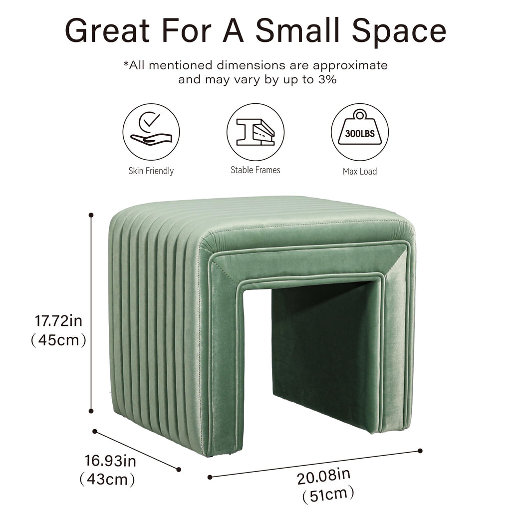 Vanity Stool Chair, Modern U‐Shaped Vanity Stool, Fully Assembled Velvet Ottoman Foot Stool, Decorative Accent Stool