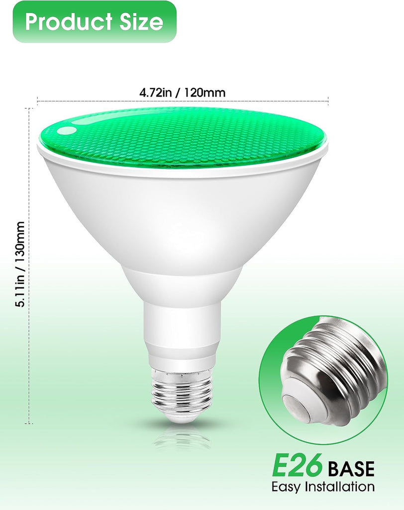 Green Flood Light Bulbs,PAR38 15W(100W Equivalent)