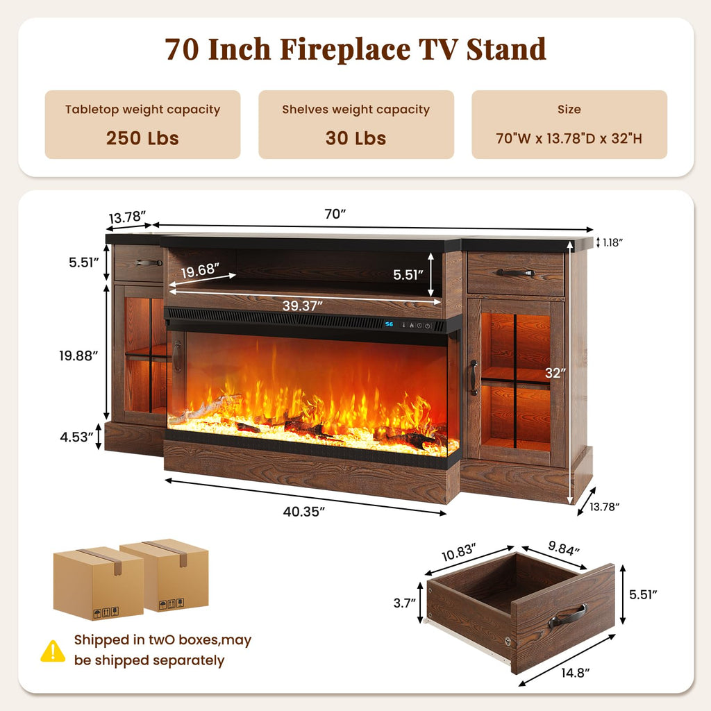 70-Inch for TVs Up to 80 Inches, Brown