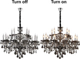 Smoky Gray Crystal Chandelier Modern K9 Crystal Chandeliers Lighting Pendant Light Fixtures,15-Light Crystal Raindrop Hanging Chandelier for Living Room Dining Room(15 Lights) A110-B0C61FTTX4