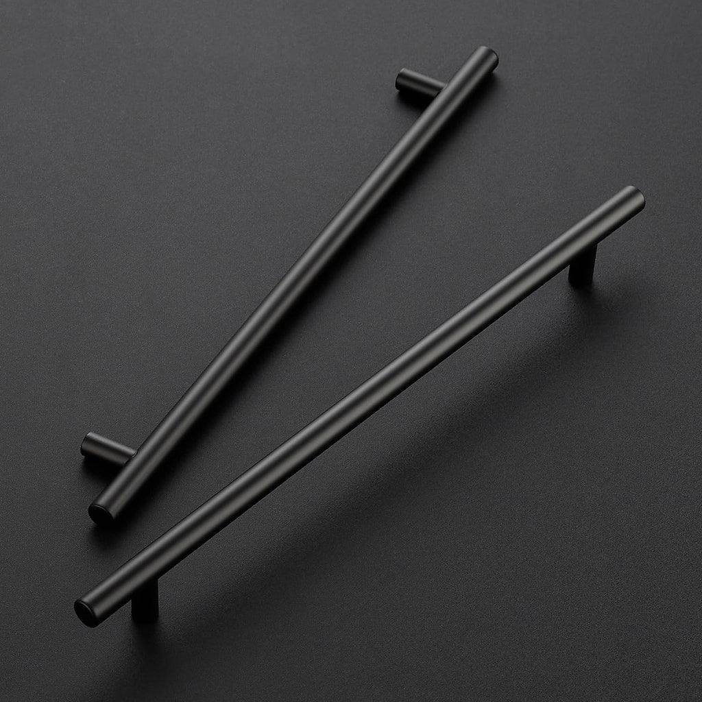Matte Black Cabinet Handles,Round T Pulls,10 Inch,5 Pack