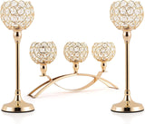 Set of 3 Gold Candle Holders Wedding Table Centerpieces,Tealight Candlestick Candelabra Stand with 3 Arms for