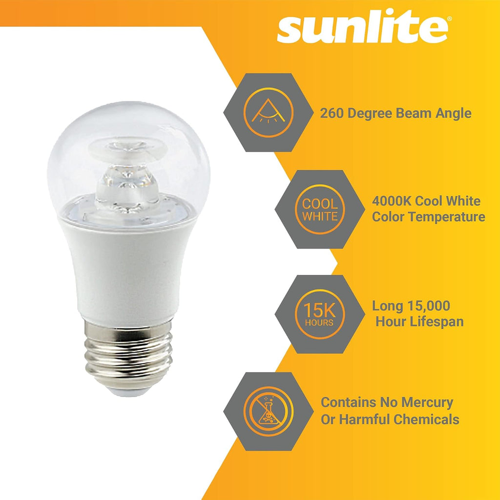 LED A15 Appliance Clear Light Bulb, 6 Watts (40W Equivalent), 450 Lumens, Medium Base (E26), 90 CRI, Dimmable, ETL