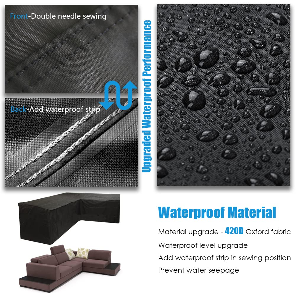 Patio Sectional Sofa Cover Waterproof L Shape Furniture Cover Outdoor Couch Cover Heavy Duty Garden Furniture