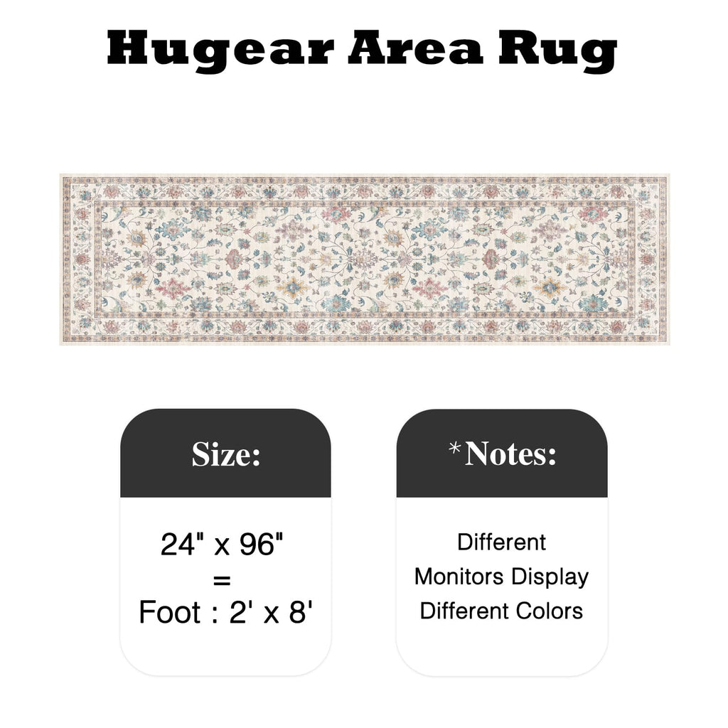 2x8 Colorful Retro Floral Washable Runner Rug