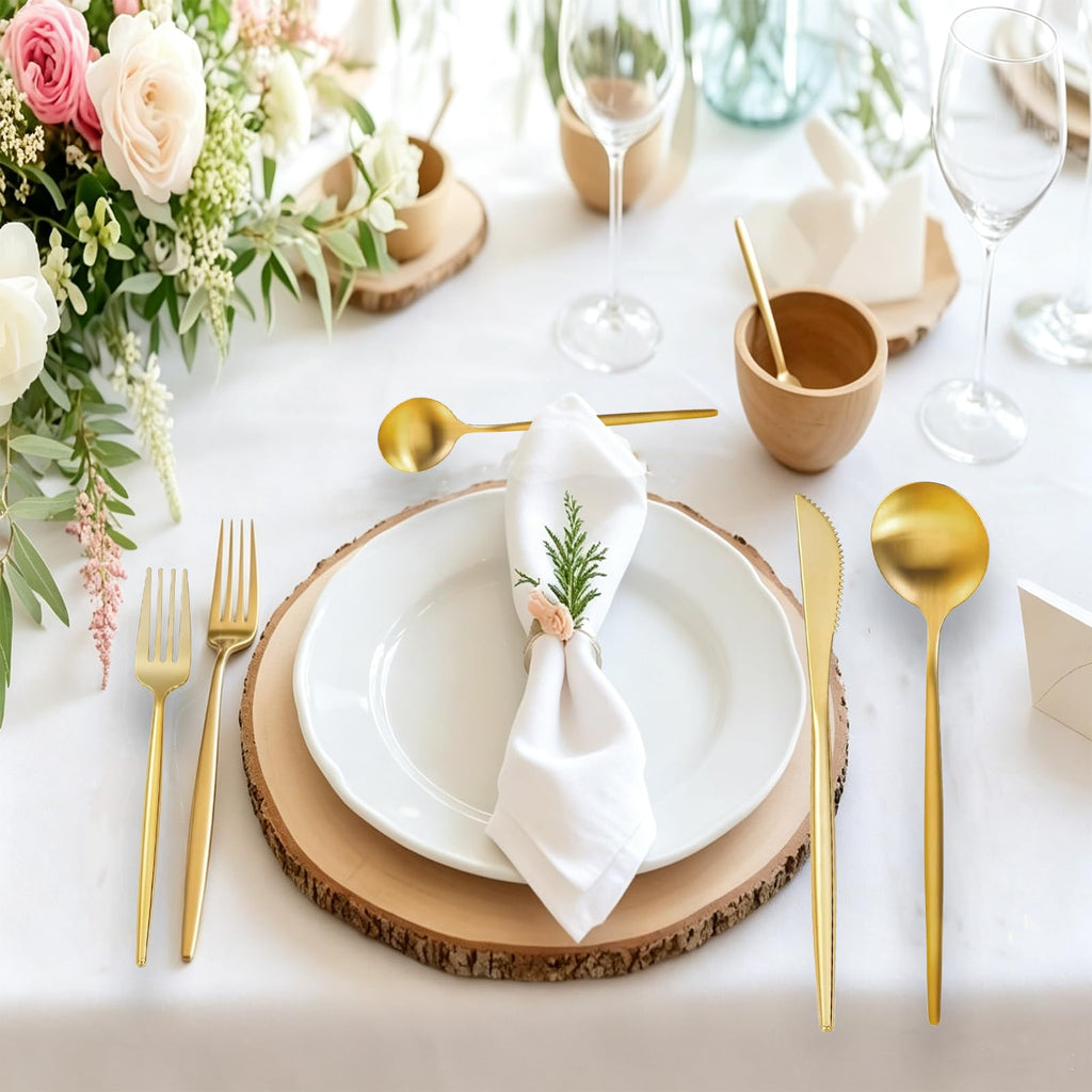 Gold Silverware Set 300-Piece - Premium Stainless Steel Flatware Set for 60, Luxury Gold Cutlery Set with Spoons