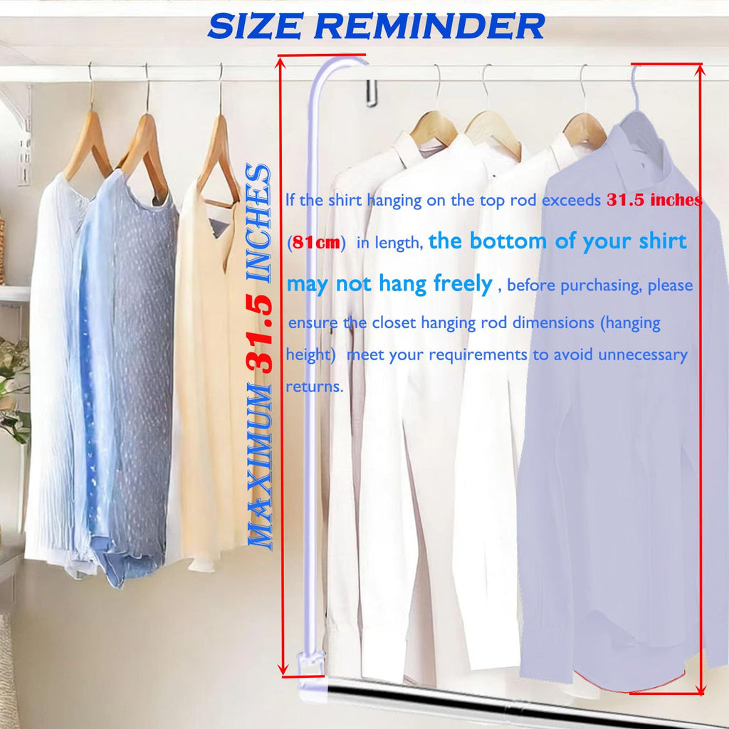 Closet Hanging Rod, Adjustable Width and Height Chrome