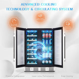 24 Inch Wine and Beverage Fridge, Wine Refrigerator Dual Zone Hold 20 Bottles an