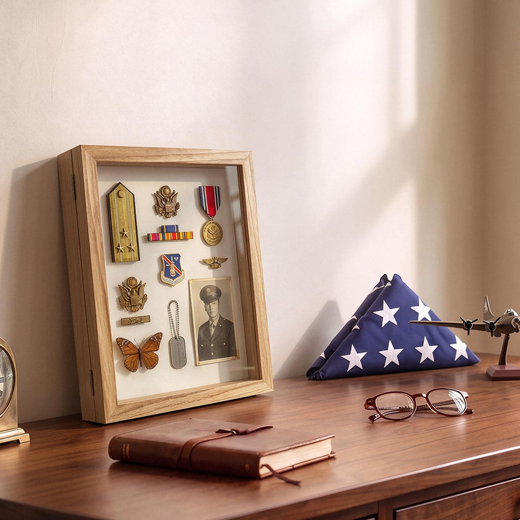 Shadow Box 8x10 Memory Display Case Wood Picture Frame Carbonized