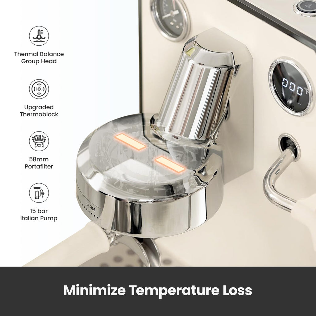 Espresso Machine, Cold & Hot Brew Espresso Maker with Dual PID Temperature Control, Dual Display, 15 Bar Pump
