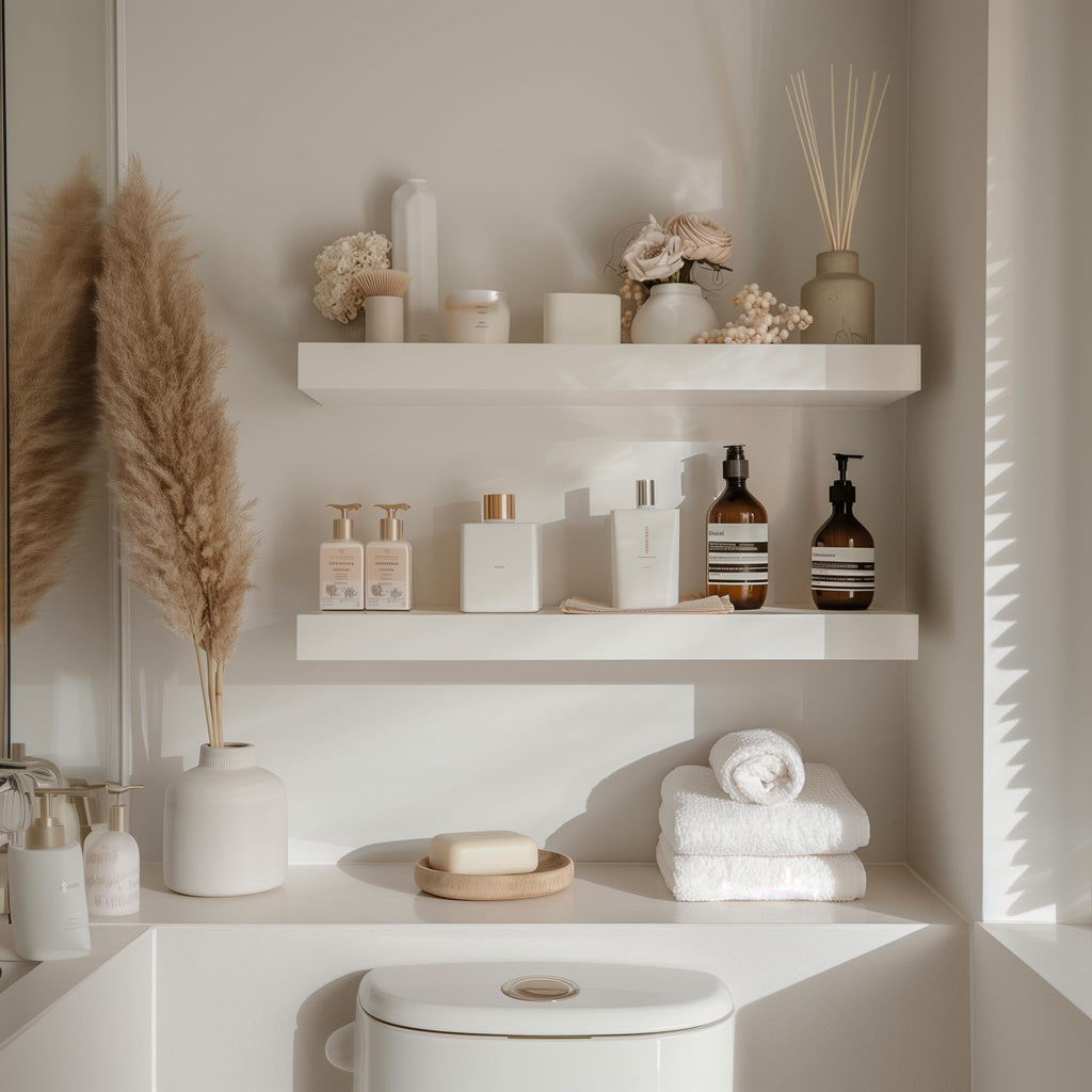 24in White Floating Shelves for Wall, Set of 2, Home Decor