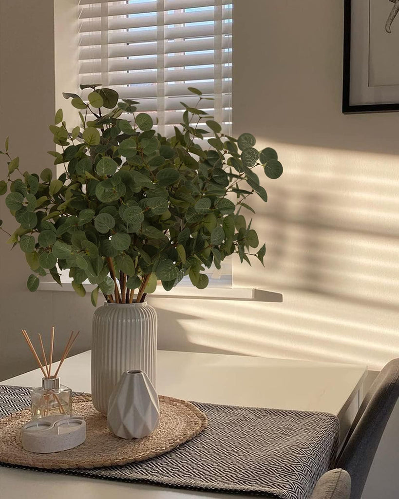 Artificial Eucalyptus Stems Greenery Stems 24" Tall Fake Plants Decor Faux Floral Stems for Vase Home Party - Set of 6