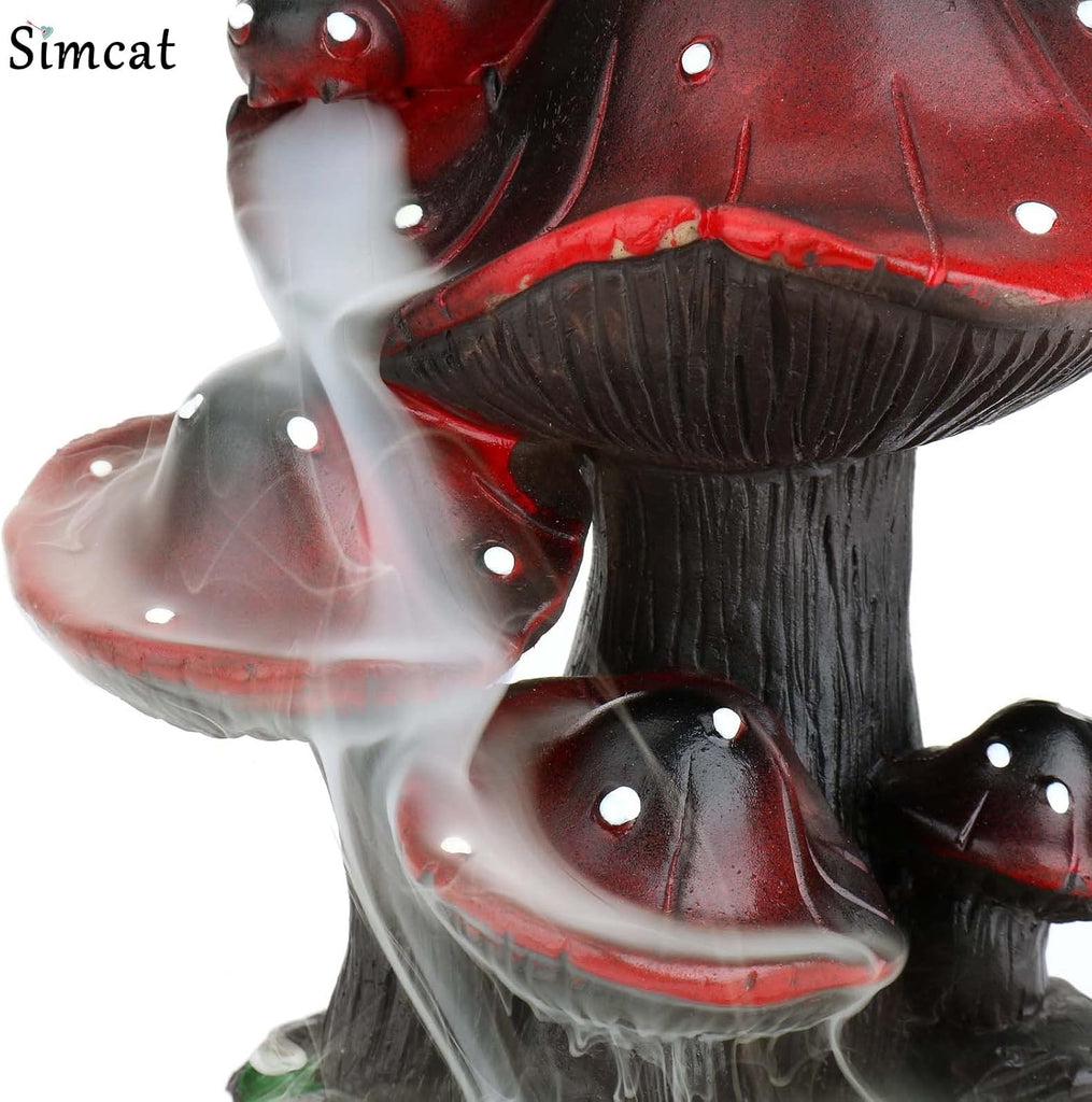 Backflow Incense Holder Burner Mushroom Handicraft Resin Censer - Set of 73
