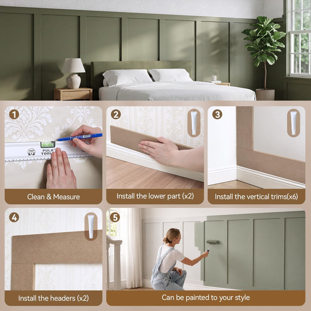 Premade Board and Batten Wall Panel Kit, Wainscoting Panels