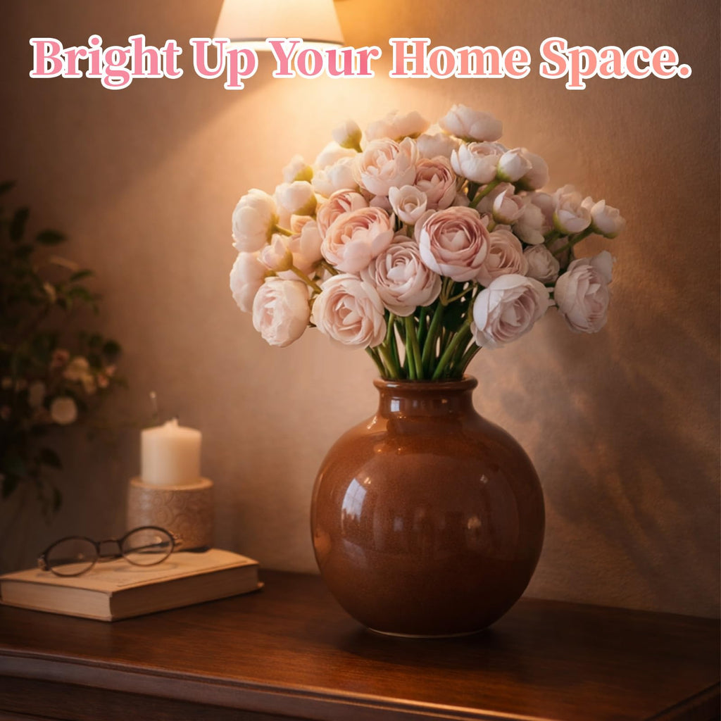 Ranunculus Artificial Flowers, 18 Pcs Faux Silk Mini Peonies Bulk Flowers for Vase, Spring Fake Wedding Filler