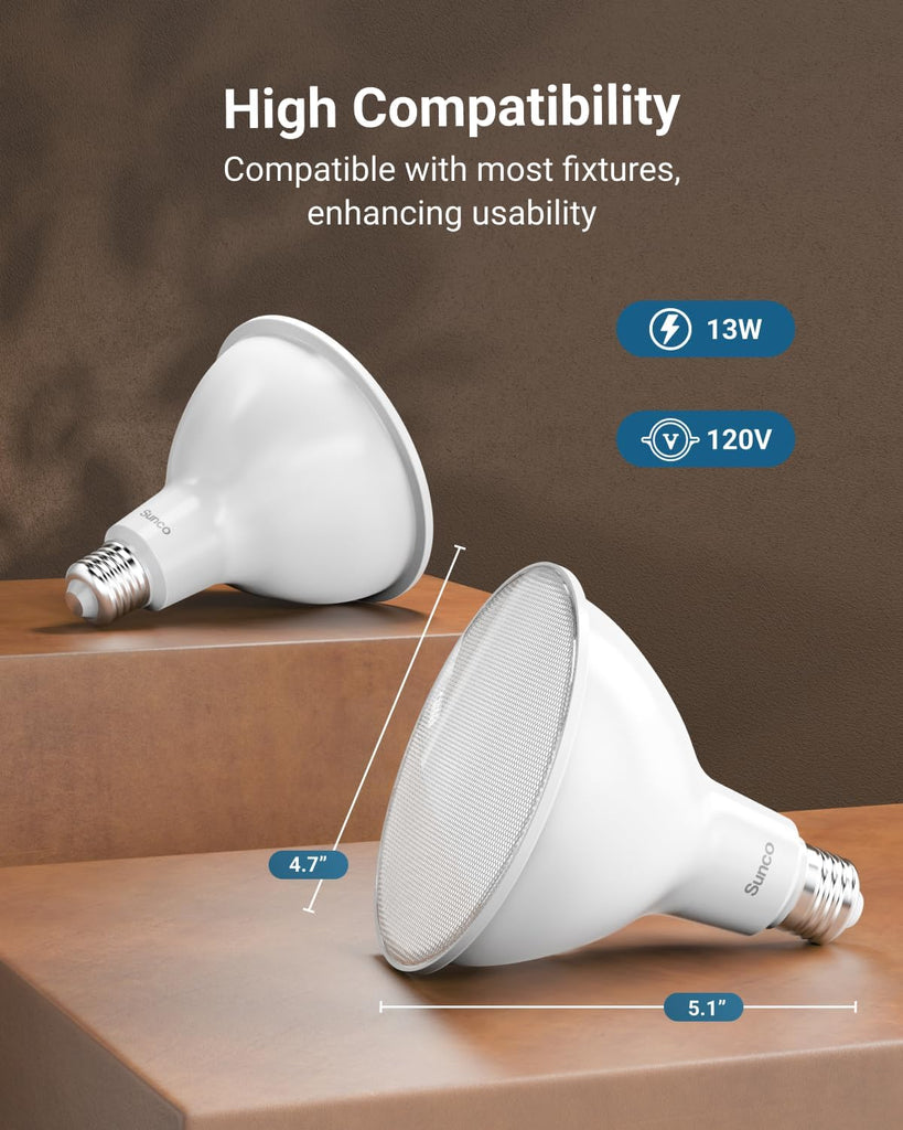 6 Pack Outdoor Flood Light Bulb LED PAR38, Exterior Spotlight Bulbs, Weatherproof, 1050 LM, 13W (100W Equivalent)