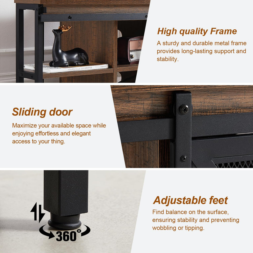Corner TV Stand for 55 Inch TV, Rustic Corner Entertainment Center with Storage, Industrial Media Console Table with