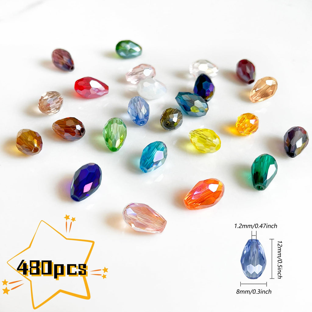 Teardrop Glass Beads for Suncatcher, 24 AB Colors