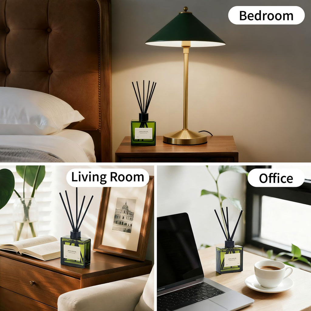Reed Diffuser Set, 4 fl oz Jasmine Lily 2 Pack Scent Diffuser with 20 Sticks, 180 Days Long Lasting Elegant Home