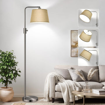 Upgraded) Dimmable Arc Floor Lamp, 1000 Lumens LED Edison Bulb Included, Modern Standing Lamp with Champagne Shade