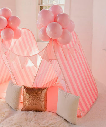 Patented Sleepover Tent Kit for Girls - Pop-Up Teepee with Fairy Lights, Bunting, Balloons & Dream Keeper | Birthday