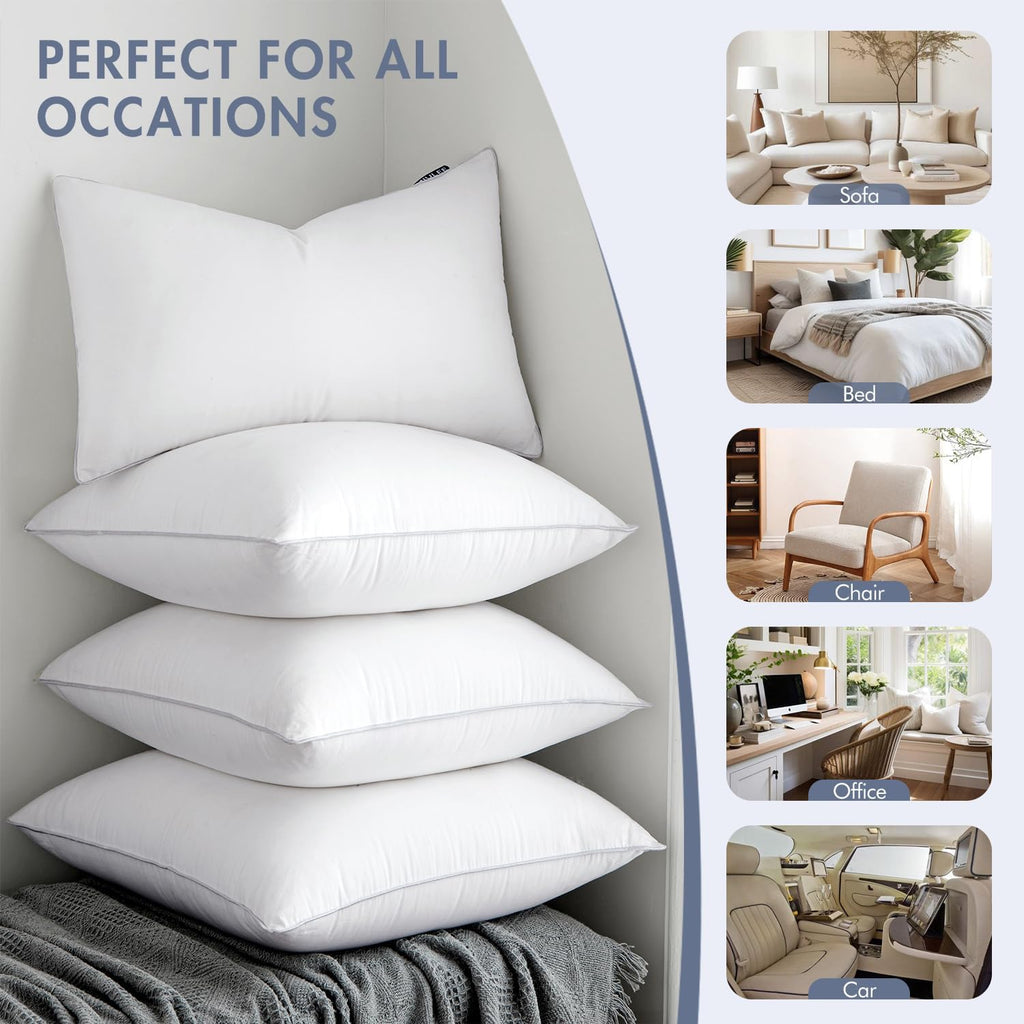 22 x 22 Pillow Inserts () -Decorative Throw Pillows for Sofa Couch with 100% Cotton Covers - Set of 2