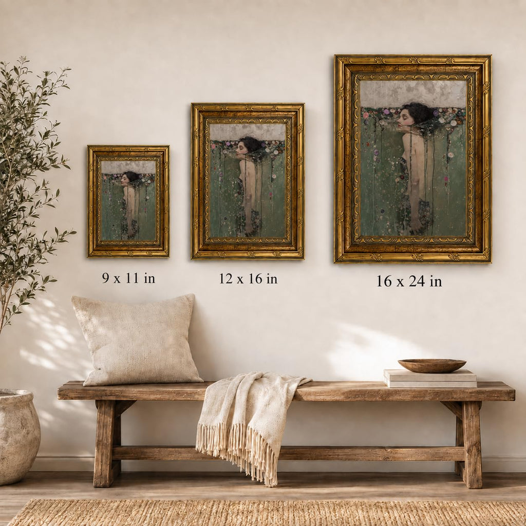 Vintage Gold Framed Ophelia Wall Art, Water Lilies Canvas Print, 16 x 24 in