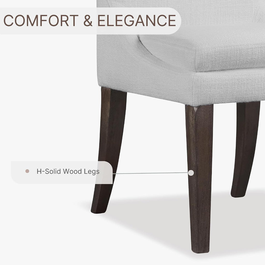 Upholstered Dining Chairs Modern Sidechair Performance Fabric High Back Armlesschair for Diningroom Kitchen,White,Set
