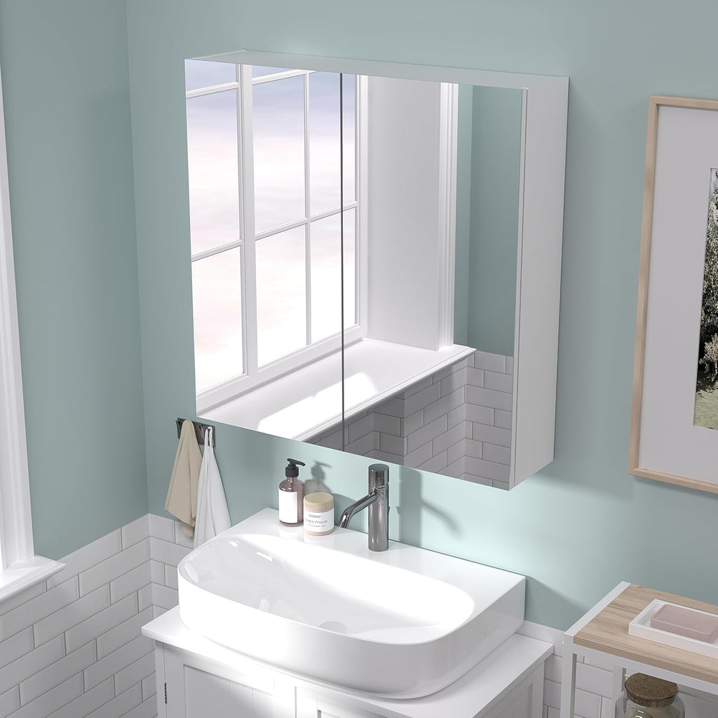 24x24 Bathroom Wall Cabinet, Saver Storage Cabinet, Medicine Cabinet with 2 Door and Adjustable Shelves,Flat-Pack