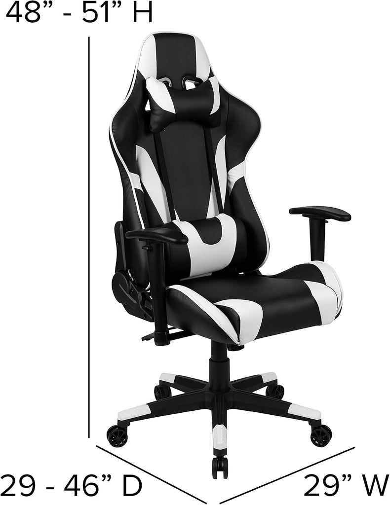 X20 Fully Reclining LeatherSoft Racing Style Gaming Chair with Headrest, Lumbar Pillows, Ergonomic Swivel Computer