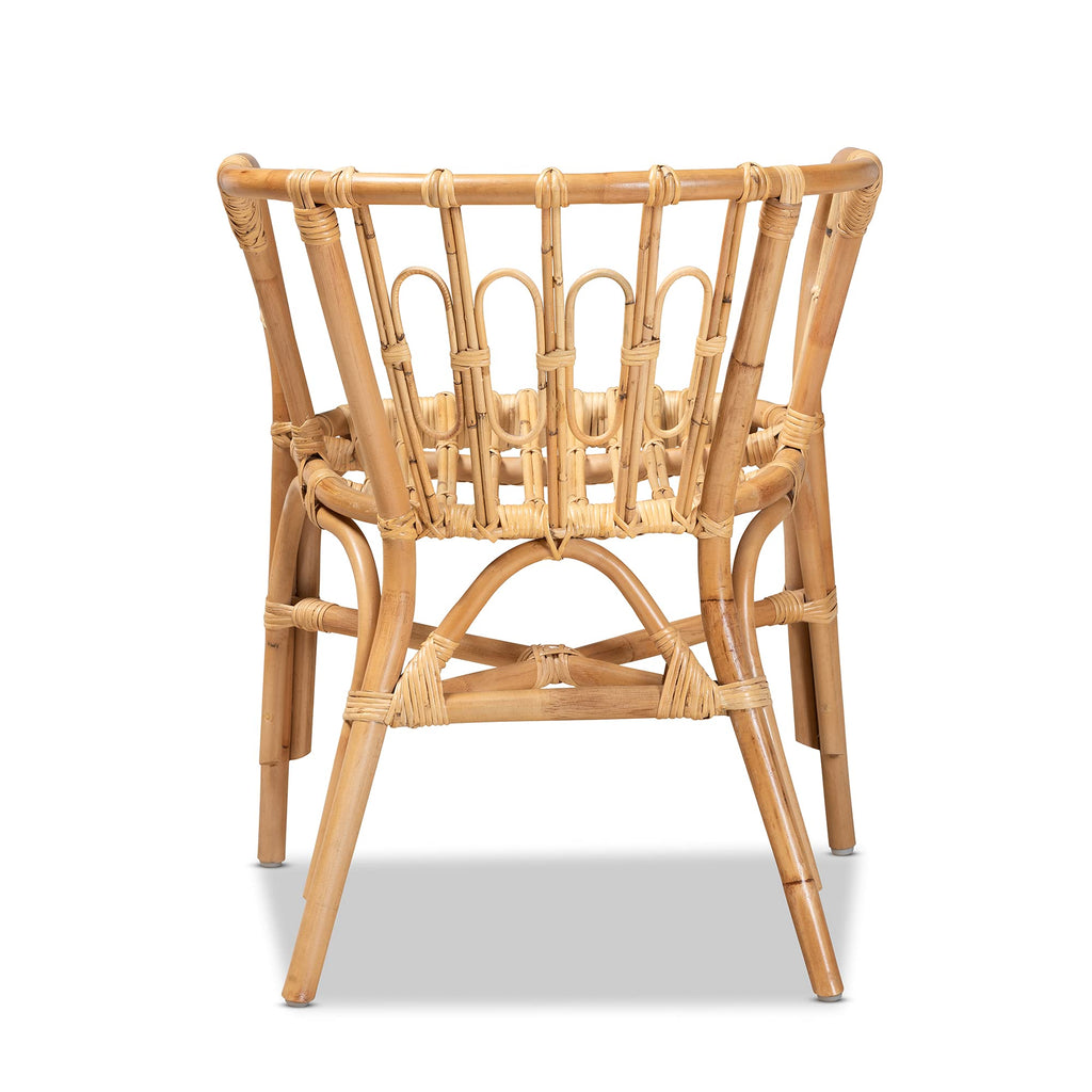 Luxio Modern and Contemporary Natural Rattan Dining Chair