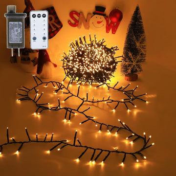 1000 LEDs Christmas Cluster Lights with Remote - 66ft Firecracker Chrismtas String Lights, 8 Modes Timer Waterproof