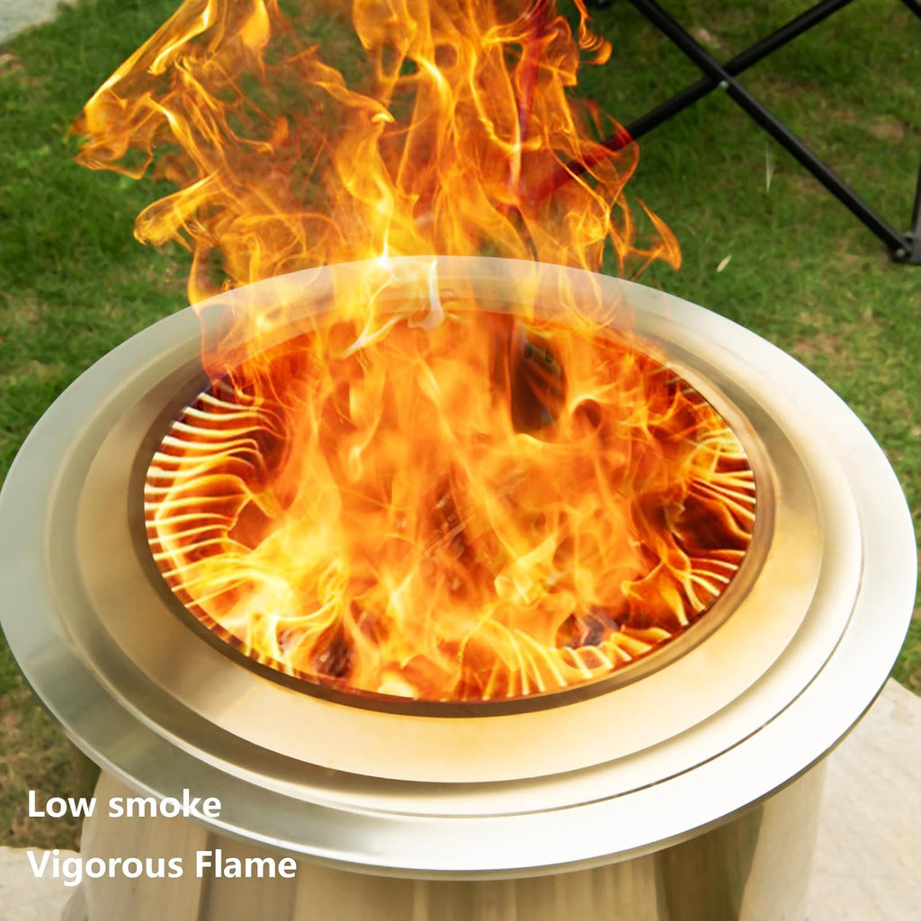 Smokeless Fire Pit,22 Inch Stainless Steel Firepit