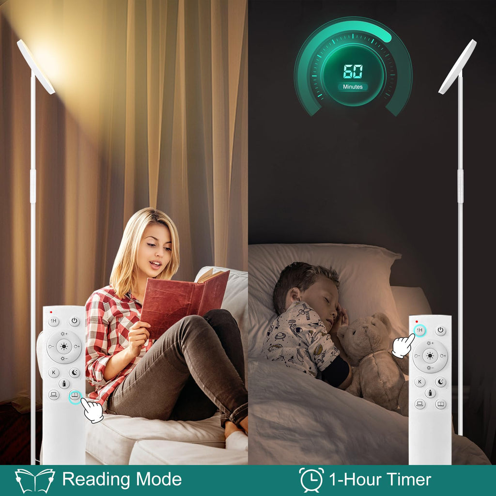 Floor Lamp, Upgraded 40W Super Bright Torchiere LED Floor Lamps, Stepless Dimmable Color Temperature