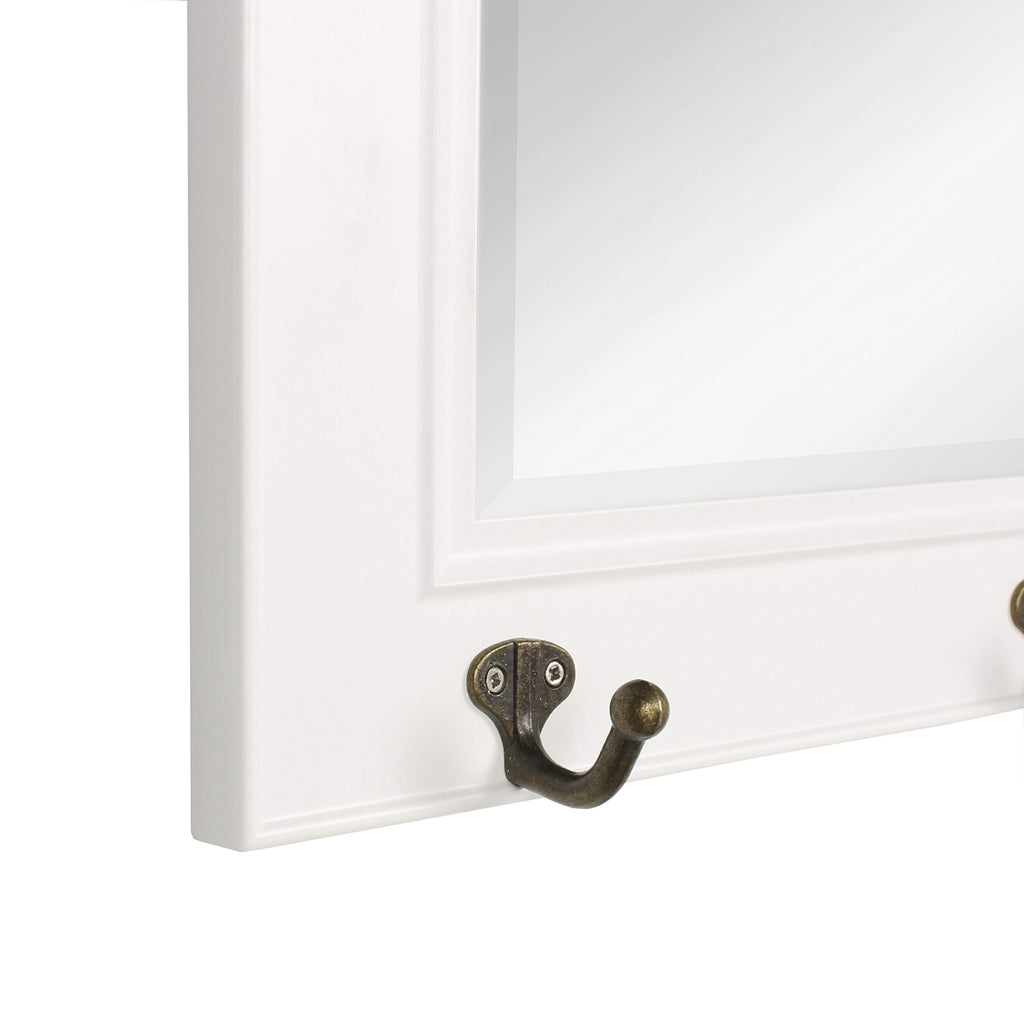 Pub Mirrors with 5 Metal Hooks, White