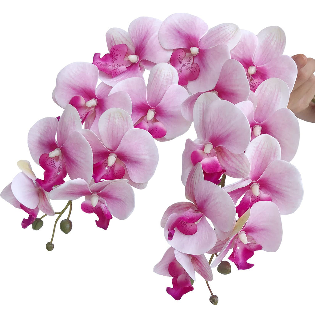 6 Pcs Artificial Orchid Flowers Artificial Phalaenopsis Flowers 32 Inch Stem Plants Wedding Decoration (White Flower