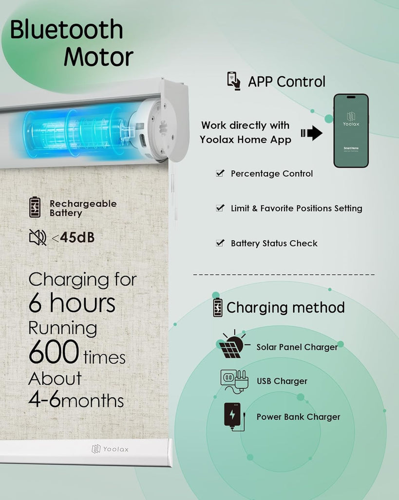 Motorized Blinds App Control, Artisan Beige, | Automatic Roller Shades App Control Home Office, Electric Blinds for